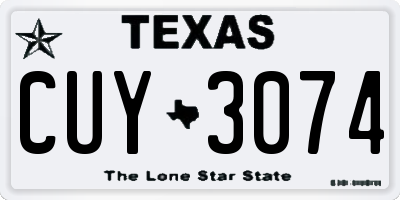 TX license plate CUY3074