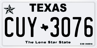 TX license plate CUY3076