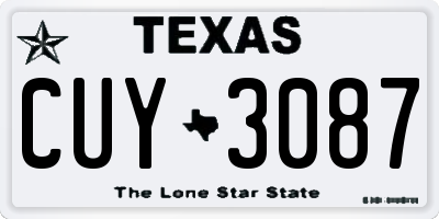 TX license plate CUY3087