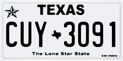 TX license plate CUY3091