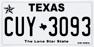 TX license plate CUY3093