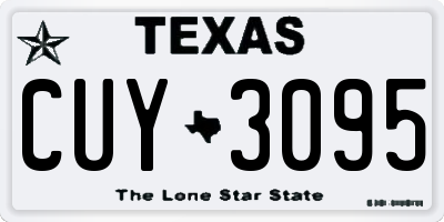 TX license plate CUY3095