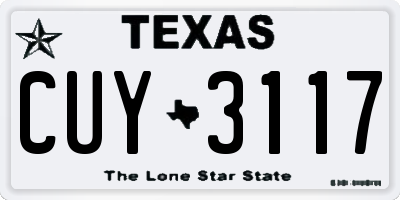 TX license plate CUY3117