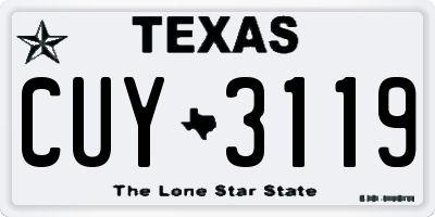 TX license plate CUY3119