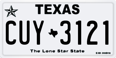 TX license plate CUY3121