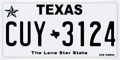 TX license plate CUY3124
