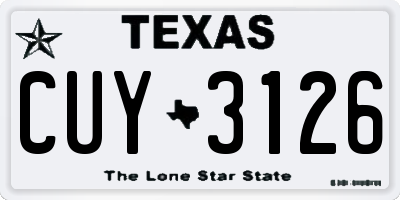 TX license plate CUY3126