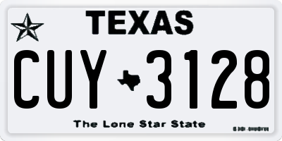 TX license plate CUY3128