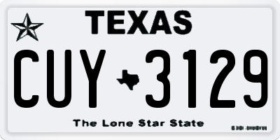 TX license plate CUY3129
