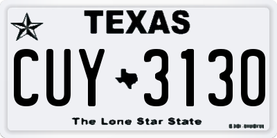 TX license plate CUY3130