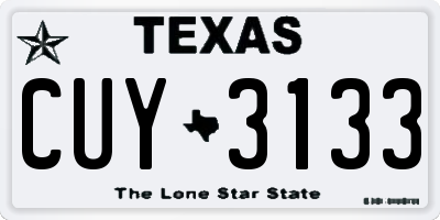 TX license plate CUY3133