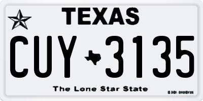 TX license plate CUY3135