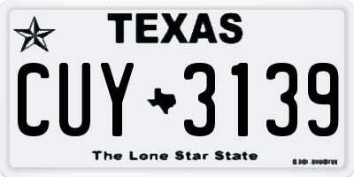 TX license plate CUY3139