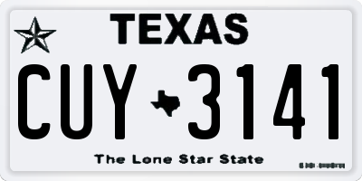 TX license plate CUY3141