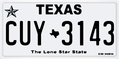 TX license plate CUY3143