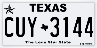 TX license plate CUY3144