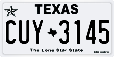 TX license plate CUY3145