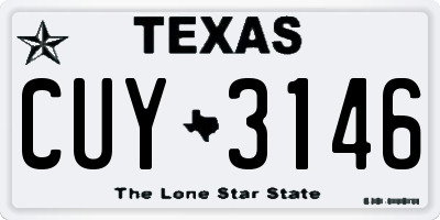 TX license plate CUY3146