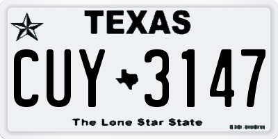 TX license plate CUY3147