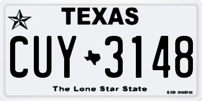 TX license plate CUY3148