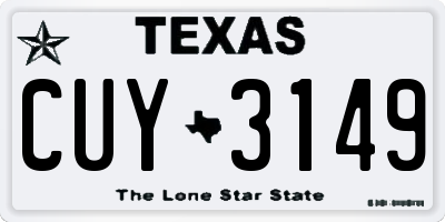 TX license plate CUY3149