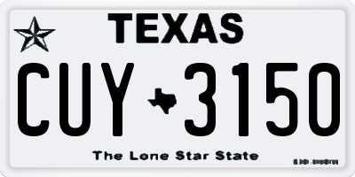 TX license plate CUY3150