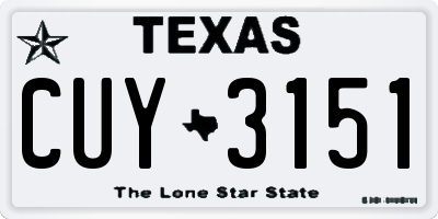 TX license plate CUY3151