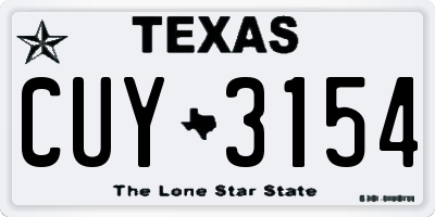 TX license plate CUY3154