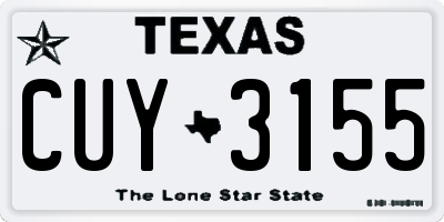 TX license plate CUY3155
