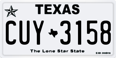 TX license plate CUY3158