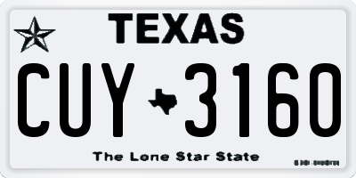 TX license plate CUY3160