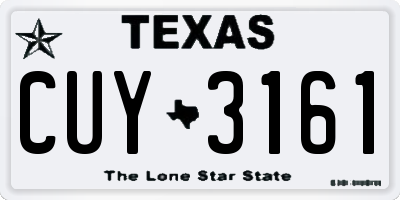 TX license plate CUY3161