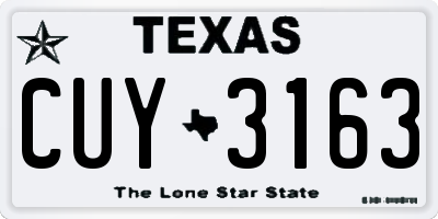 TX license plate CUY3163