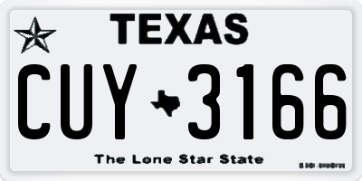 TX license plate CUY3166