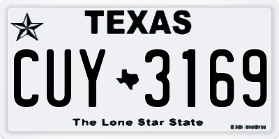 TX license plate CUY3169