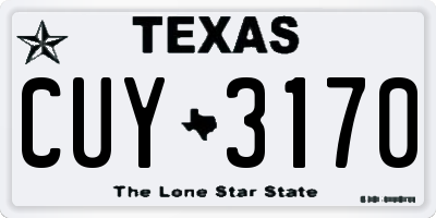 TX license plate CUY3170
