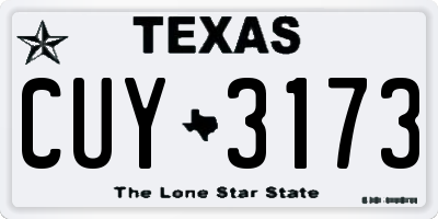 TX license plate CUY3173