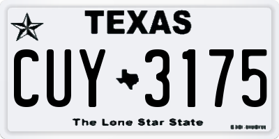 TX license plate CUY3175