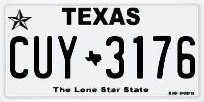 TX license plate CUY3176