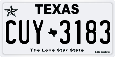 TX license plate CUY3183