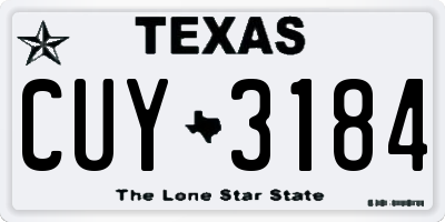 TX license plate CUY3184