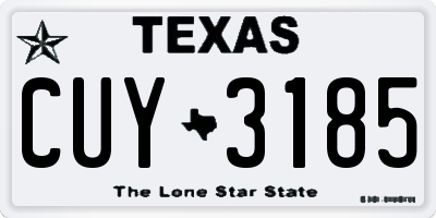TX license plate CUY3185