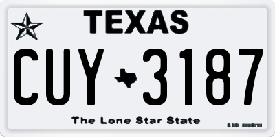 TX license plate CUY3187
