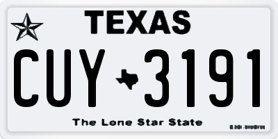 TX license plate CUY3191