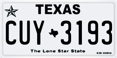 TX license plate CUY3193