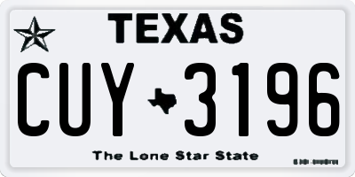 TX license plate CUY3196