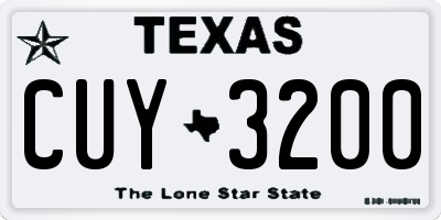 TX license plate CUY3200