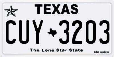 TX license plate CUY3203