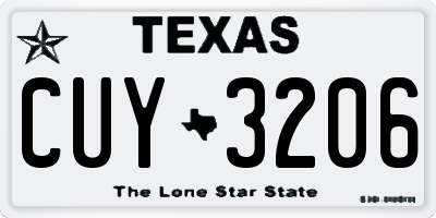 TX license plate CUY3206