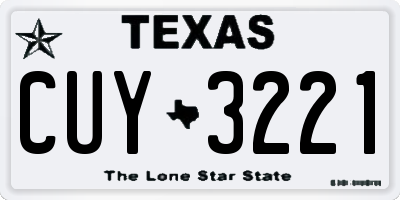 TX license plate CUY3221